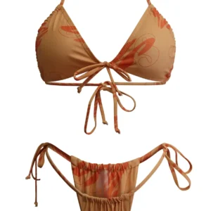 Two toned orange "SFM" monogram print thong bikini