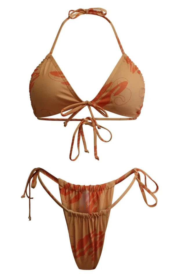 Two toned orange "SFM" monogram print thong bikini